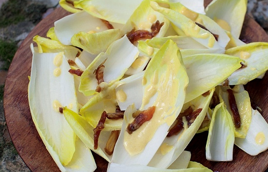Chicory and date with mustard tahini dressing