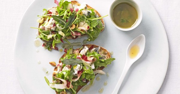 Chicory and Dolcelatte cheese tartines