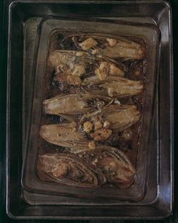 Chicory, blue cheese and sultana gratin