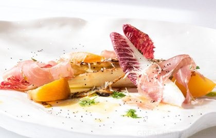 Chicory braised in meantime IPA with pickled peach