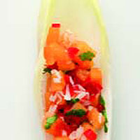 Chicory leaf with papaya, coconut, chilli, lime and coriander