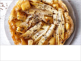 Chicory, parsnip and lemon thyme Tatin