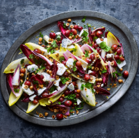 Chicory, roasted grape and goats' cheese salad
