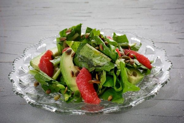 Chicory with grapefruit, avocado and pepitas