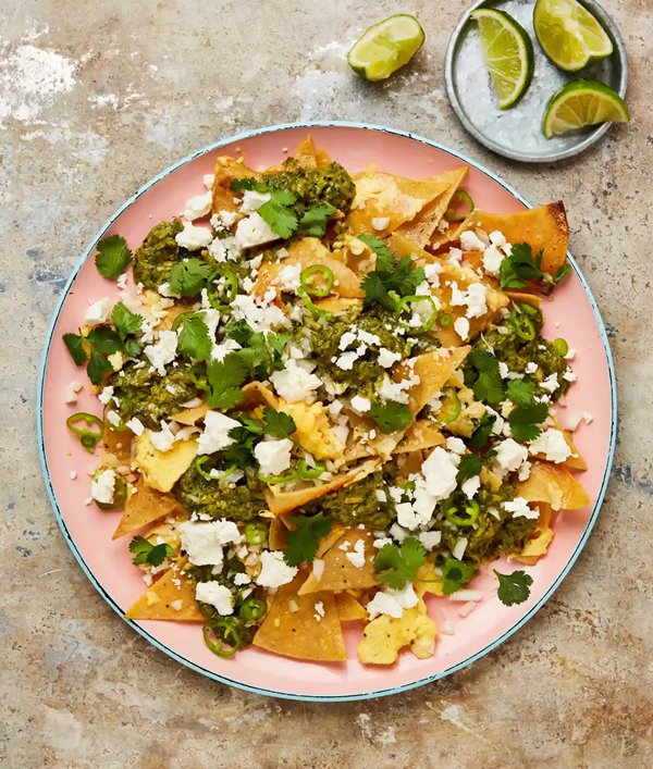 Chilaquiles with charred salsa verde