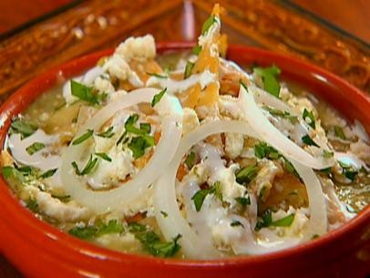 Chilaquiles with roasted tomatillo salsa