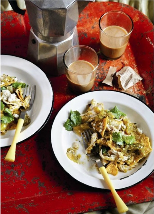 Chilaquiles with tomatillo salsa