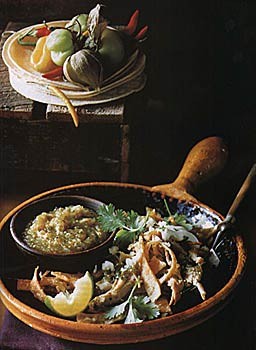 Chilaquiles with turkey and roasted tomatillo salsa