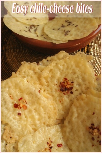 Chile-cheese and caraway-cheese bites