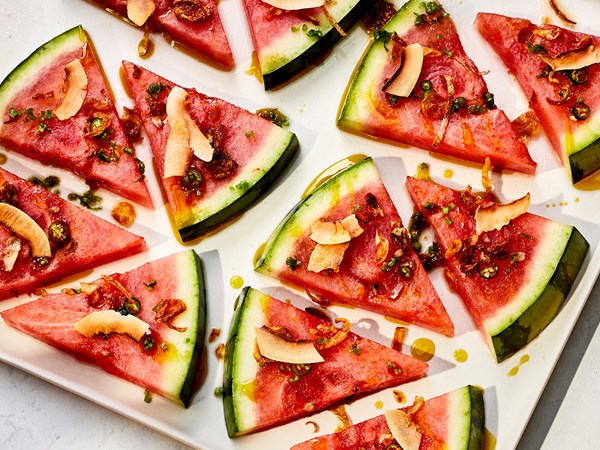 Chile-coconut watermelon crudo
