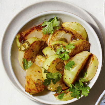 Chile-garlic roasted kohlrabi