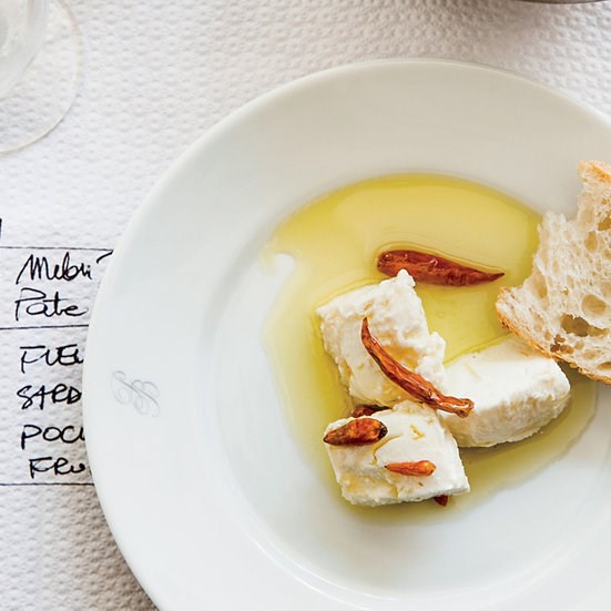 Chile oil-marinated goat cheese