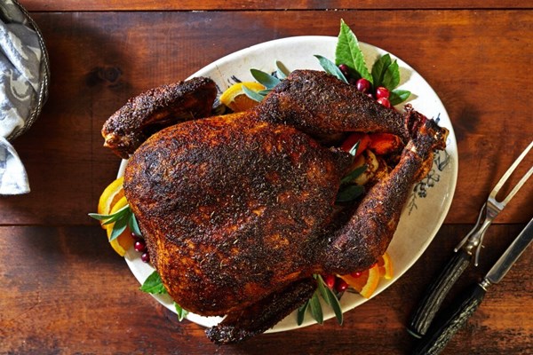 Chile-rubbed roast turkey