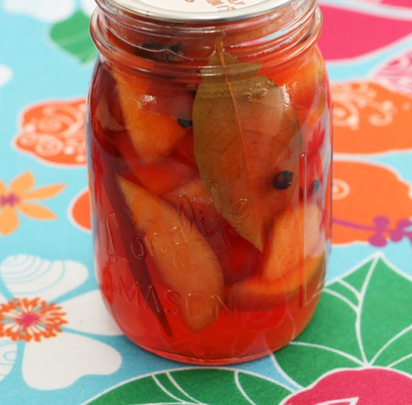 Chile spice pickled nectarines