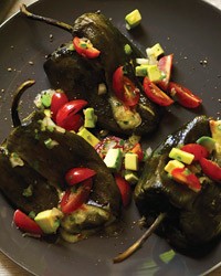 Chiles rellenos with tomato-and-avocado salsa