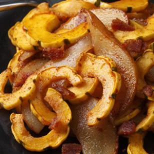 Chili-brown sugar delicata squash with pears