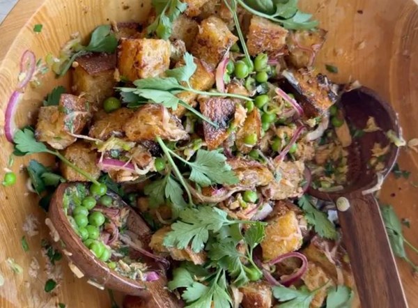 Chili crips salmon panzanella