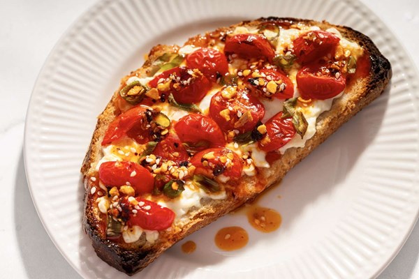 Chili crisp cottage cheese toast