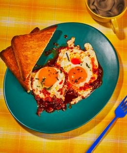 Chili crisp fried eggs