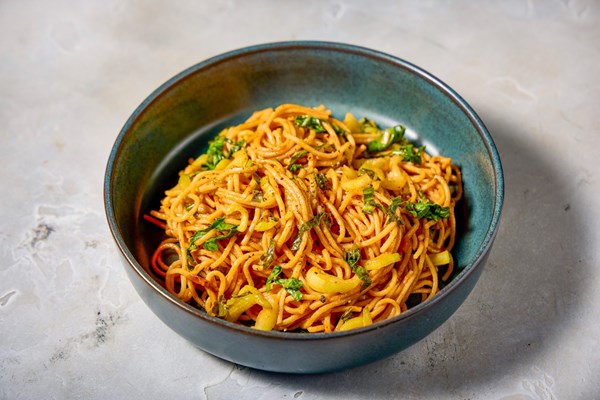 Chili crisp peanut noodles with bok choy