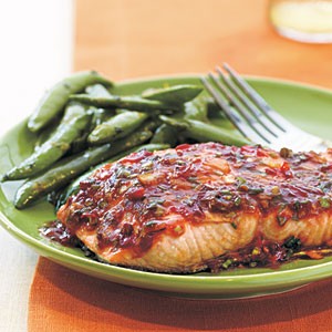 Chili-garlic glazed salmon