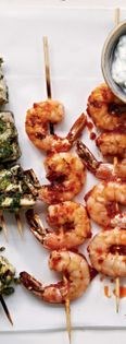 Chili-honey-garlic shrimp kebabs