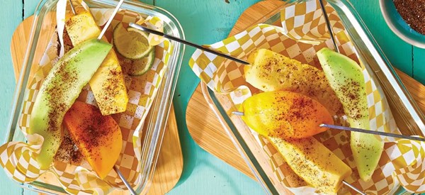 Chili-lime fruit on a stick [chili seasoning]