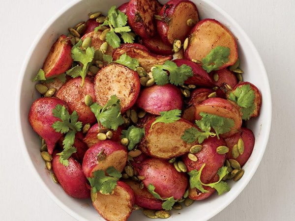 Chili-lime roasted radishes