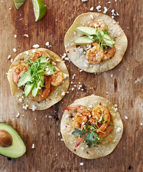 Chili-lime shrimp tostadas