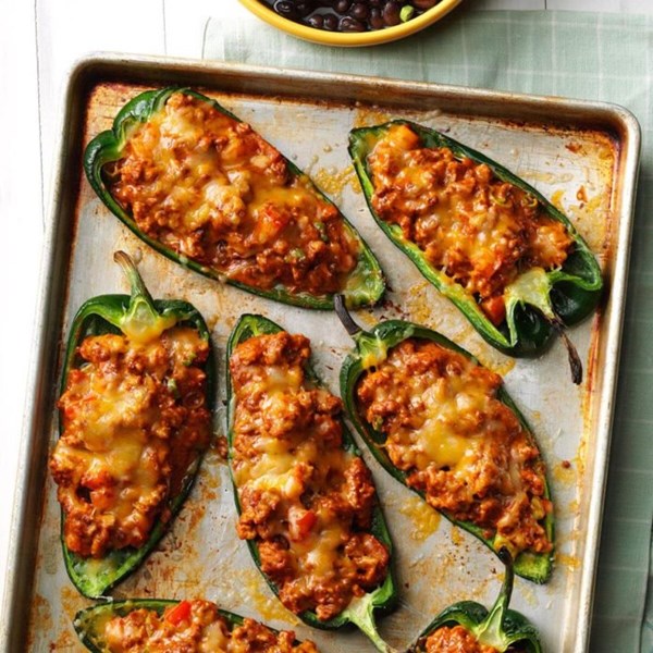 Chili-stuffed poblano peppers