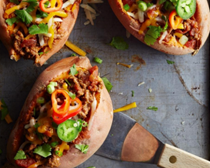 Chili-topped sweet potatoes