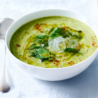 Chilled avocado and pea soup