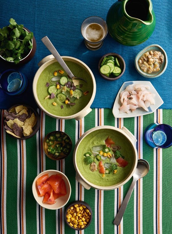 Chilled avocado, coriander & cucumber soup