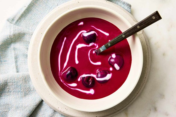 Chilled beet and cherry soup