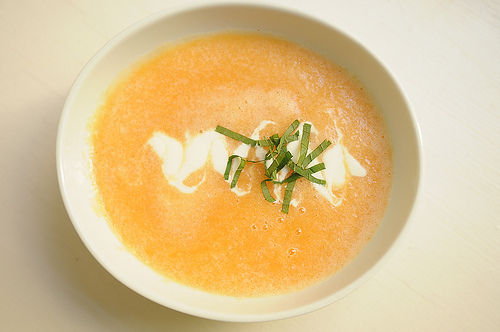Chilled cantaloupe soup