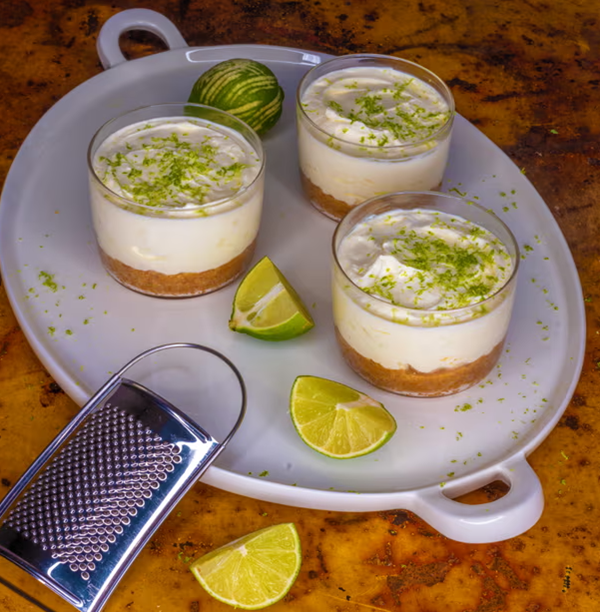 Chilled cheesecake with ginger syrup & lime