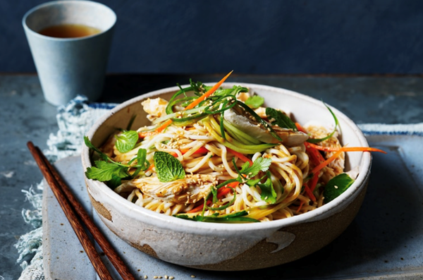 Chilled chicken and sesame noodles