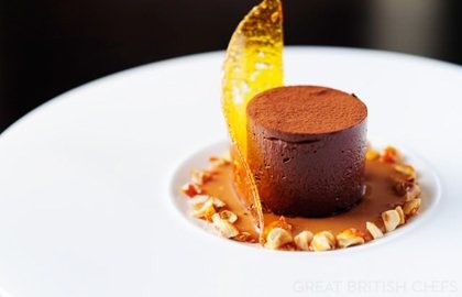 Chilled chocolate fondant with salted butter caramel sauce