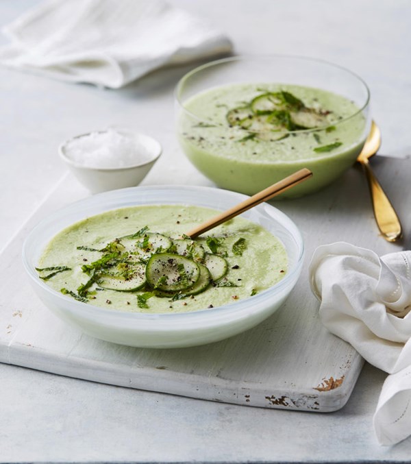 Chilled cucumber mint soup