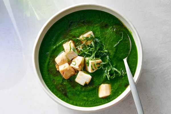Chilled cucumber-spinach soup