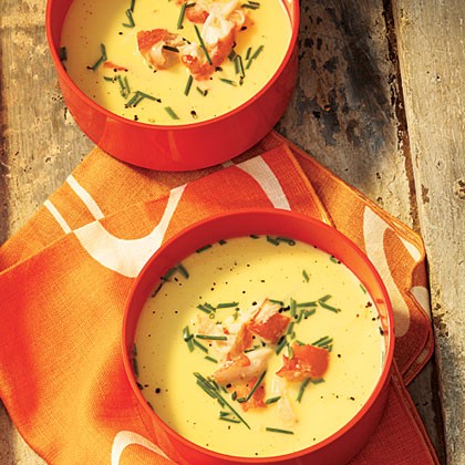 Chilled fresh corn soup with king crab