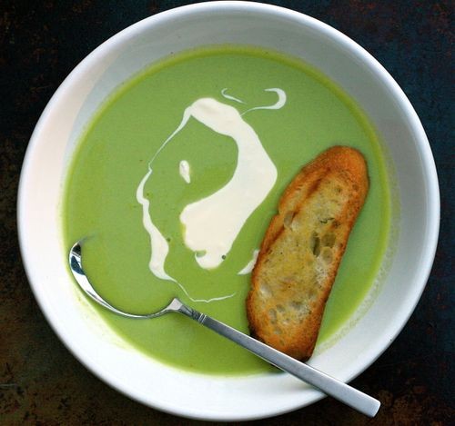 Chilled fresh pea and buttermilk soup