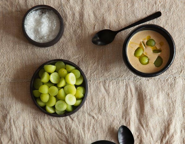 Chilled green-grape gazpacho