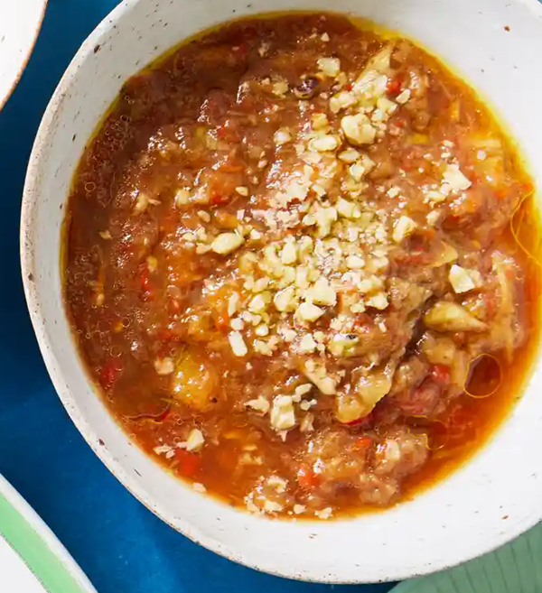 Chilled grilled aubergine soup