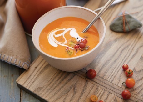 Chilled heirloom tomato soup