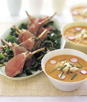 Chilled Indian-spiced tomato soup with crabmeat