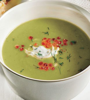 Chilled leek soup with lemon-dill yogurt