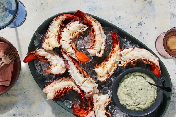 Chilled lobster tails with green goddess aioli