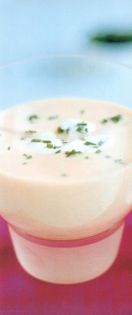 Chilled melon, ginger, kumara and yoghurt soup