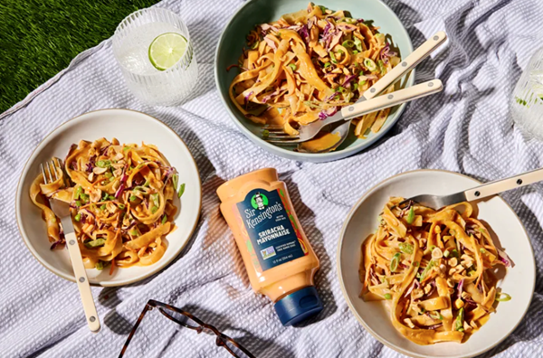 Chilled noodle salad with Sriracha peanut sauce